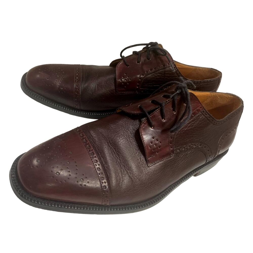 Johnston & Murphy Cellini OXBLOOD Wingtip Oxfords ITALY Brogues | 10M - Picture 3 of 10
